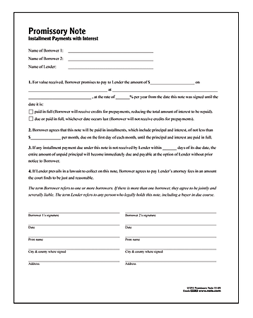 How many witnesses are required on a promissory note?